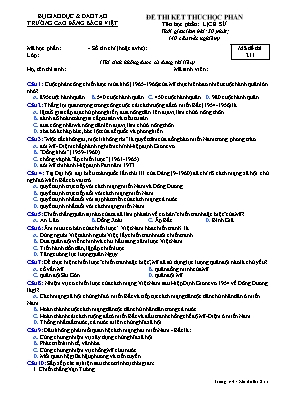 Đề thi kết thúc học phần Lịch sử - Mã đề 211 - Trường Cao đẳng Bách Việt